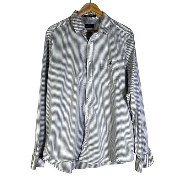 Simply Southern Button Up Shirt Mens XL Gray White Plaid Stretch Preppy Classic - Picture 1 of 5